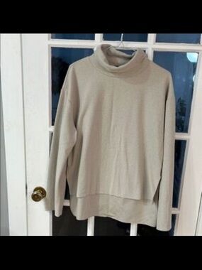 Zara Cream Turtleneck Layered Hem Sweater